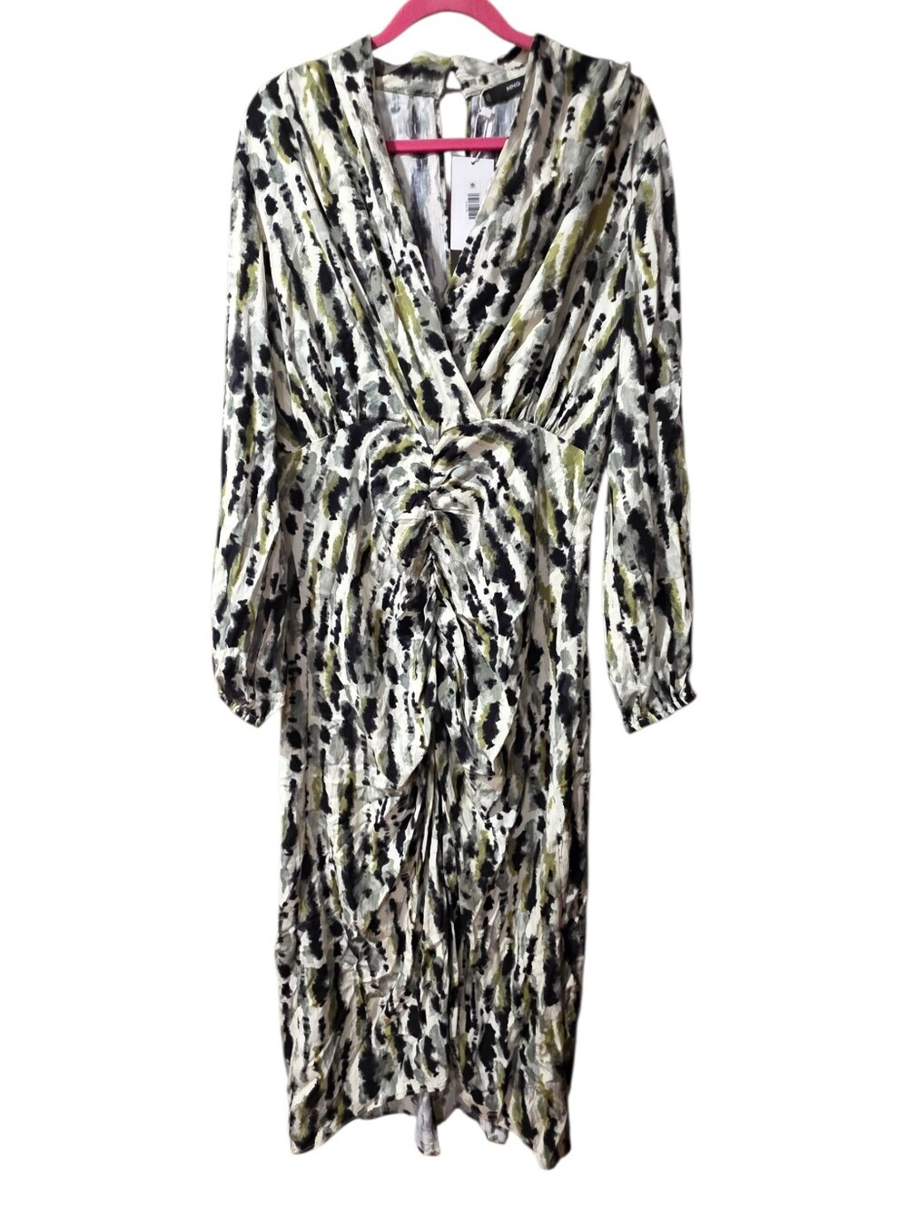 Mango Size 10 Leonor Print Long Sleeve Midi Dress Nwt